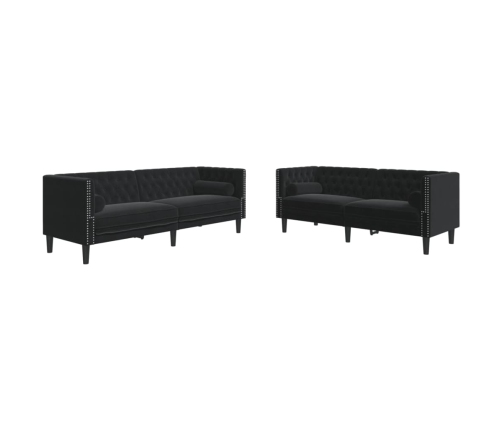 Set de sofás Chesterfield con cojines 2 piezas terciopelo negro