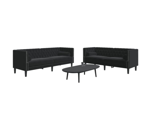 Set de sofás Chesterfield con cojines 2 piezas terciopelo negro