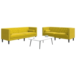 Set de sofás Chesterfield y cojines 2 pzas terciopelo amarillo