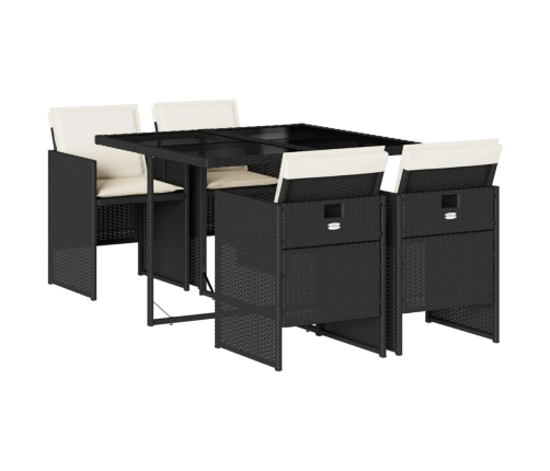 Set de muebles jardín 5 pzas con cojines ratán sintético negro