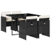 Set de muebles jardín 5 pzas con cojines ratán sintético negro