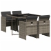 Set comedor de jardín 5 piezas con cojines ratán sintético gris