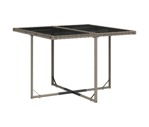 Set comedor de jardín 5 piezas con cojines ratán sintético gris