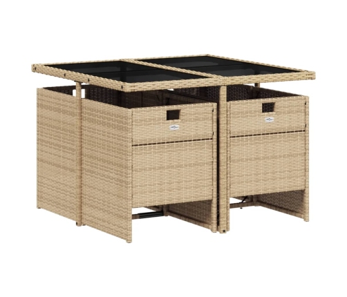 Set comedor de jardín 5 pzas con cojines ratán sintético beige
