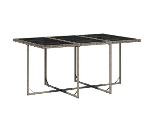 Set comedor jardín 7 pzas y cojines ratán sintético gris