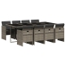 Set comedor jardín 9 pzas y cojines ratán sintético gris