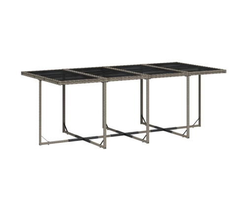Set comedor jardín 9 pzas y cojines ratán sintético gris
