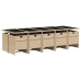Set comedor de jardín 11 pzas con cojines ratán sintético beige