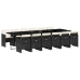 Set comedor de jardín con cojines 13 pzas ratán sintético negro