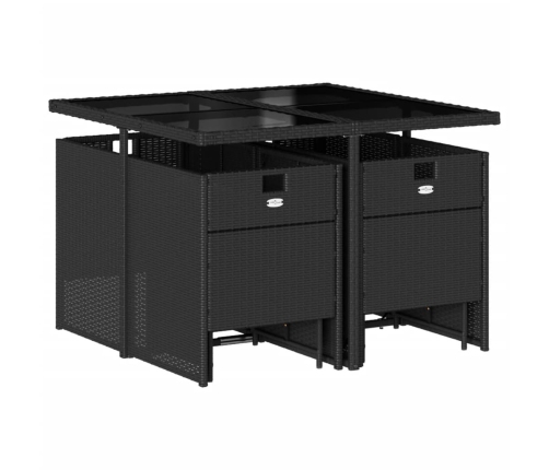 Set de comedor de jardín 9 pzas y cojines ratán sintético negro