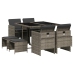 Set comedor jardín 9 pzas y cojines ratán sintético gris