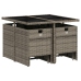 Set comedor jardín 9 pzas y cojines ratán sintético gris