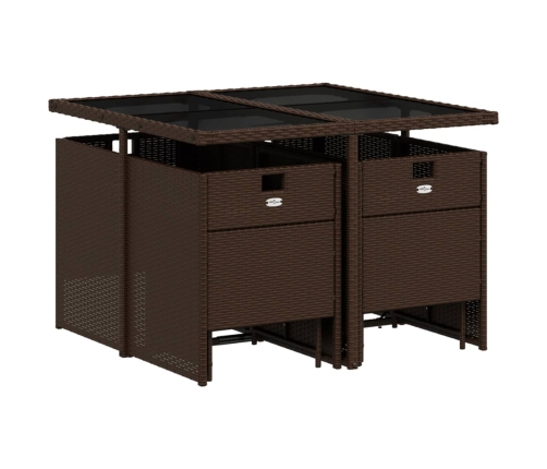 Set comedor para jardín 9 pzas y cojines ratán sintético marrón