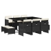 Set de comedor jardín 11 pzas con cojines ratán sintético negro