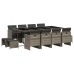 Set comedor de jardín con cojines 13 pzas ratán sintético gris