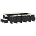 Set comedor de jardín con cojines 15 pzas ratán sintético negro