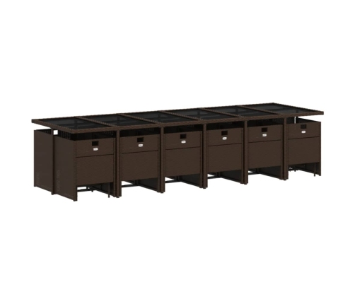 Set de muebles jardín 17 pzas y cojines ratán sintético marrón