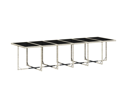 Set comedor jardín y cojines 17 pzas ratán sintético gris claro