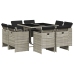 Set comedor de jardín 9 pzas cojines ratán sintético gris claro