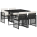 Set de muebles jardín 5 pzas con cojines ratán sintético negro