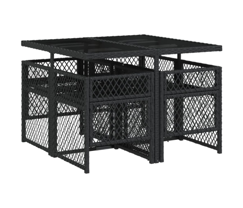 Set de muebles jardín 5 pzas con cojines ratán sintético negro