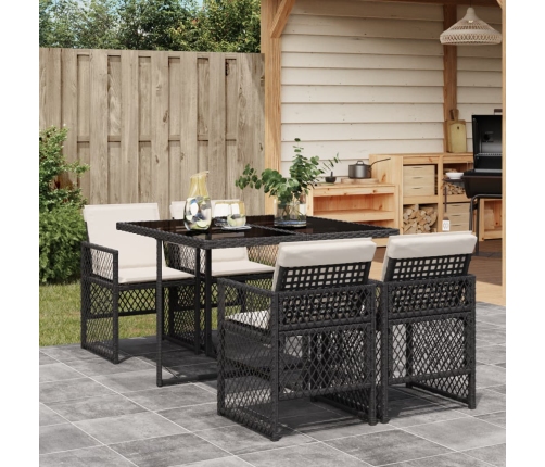Set de muebles jardín 5 pzas con cojines ratán sintético negro