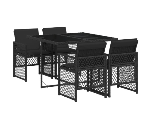 Set de muebles jardín 5 pzas con cojines ratán sintético negro