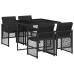 Set de muebles jardín 5 pzas con cojines ratán sintético negro