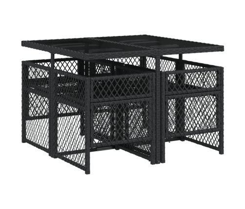 Set de muebles jardín 5 pzas con cojines ratán sintético negro