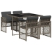 Set comedor de jardín 5 piezas con cojines ratán sintético gris