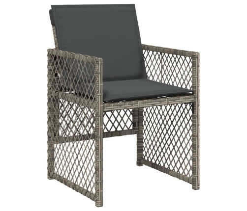 Set comedor de jardín 5 piezas con cojines ratán sintético gris