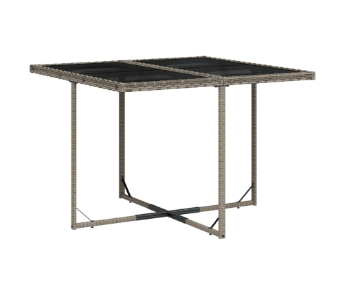 Set comedor de jardín 5 piezas con cojines ratán sintético gris
