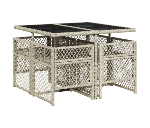 Set comedor de jardín 5 pzas cojines ratán sintético gris claro