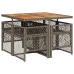 Set comedor de jardín 5 piezas con cojines ratán sintético gris
