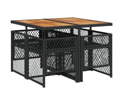 Set de muebles jardín 5 pzas con cojines ratán sintético negro