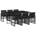 Set de comedor de jardín 7 pzas y cojines ratán sintético negro