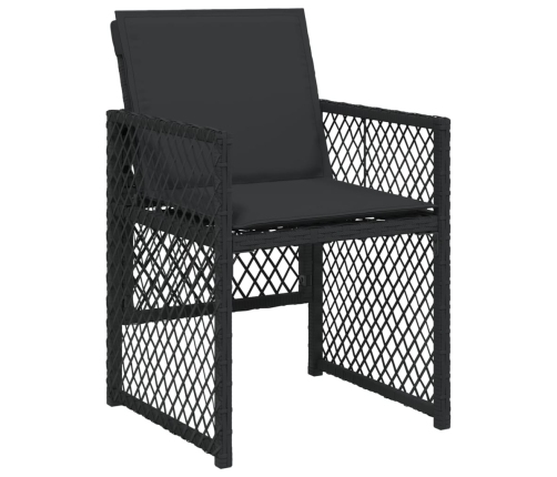 Set de comedor de jardín 7 pzas y cojines ratán sintético negro