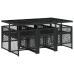 Set de comedor de jardín 7 pzas y cojines ratán sintético negro