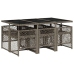 Set comedor jardín 7 pzas y cojines ratán sintético gris