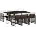 Set comedor de jardín 7 pzas con cojines ratán sintético marrón