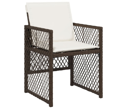 Set comedor de jardín 7 pzas con cojines ratán sintético marrón