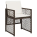 Set comedor de jardín 7 pzas con cojines ratán sintético marrón