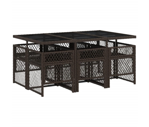 Set comedor de jardín 7 pzas con cojines ratán sintético marrón