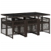 Set comedor de jardín 7 pzas con cojines ratán sintético marrón