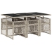 Set comedor jardín 7 pzas y cojines ratán sintético gris claro