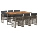 Set comedor jardín 7 pzas y cojines ratán sintético gris