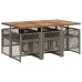 Set comedor jardín 7 pzas y cojines ratán sintético gris