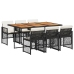 Set de comedor de jardín 7 pzas y cojines ratán sintético negro