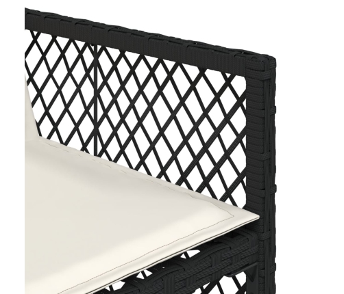Set de comedor de jardín 7 pzas y cojines ratán sintético negro