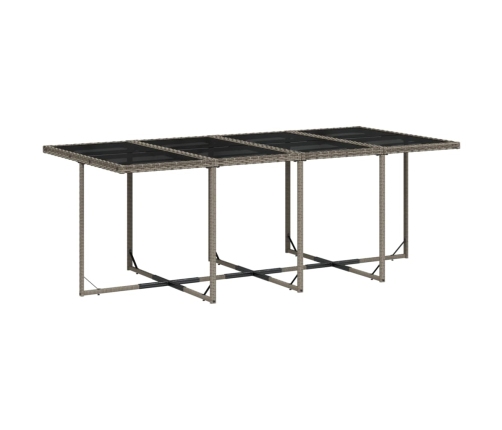 Set comedor jardín 9 pzas y cojines ratán sintético gris